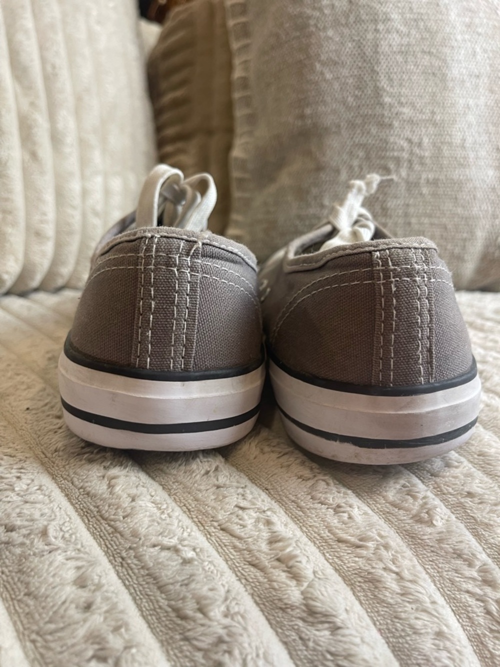 Revolution Taupe Canvas Low-Top Sneakers with White Trim - Picture 4 of 9
